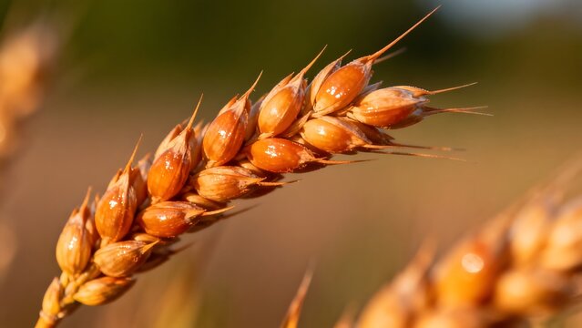 Closeup of golden wheat grains