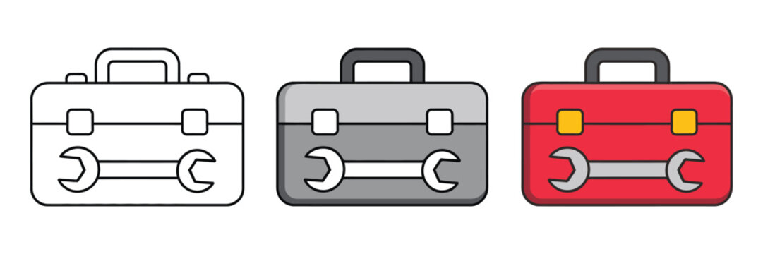 Tool Box Line Icon and Tool Kit Sign, Minimal Repair and Maintenance Vector Graphic With Linear Pattern on White Background for Service Branding