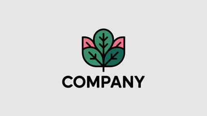 Fototapeta premium Modern company logo with stylized green leaf and flower design