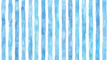 Beautiful seamless pattern with blue watercolor stripes. hand painted brush strokes, striped background. Vector illustration. © liana