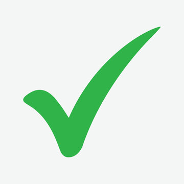 A single vibrant green check mark icon isolated on a light gray background for professional business presentations.