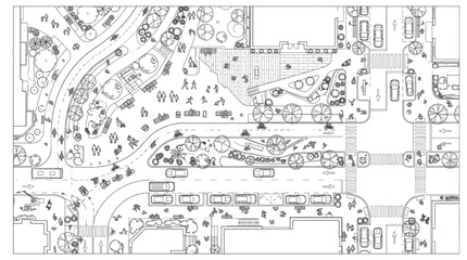 Obraz premium Vector urban street intersection master plan with plaza parking and crosswalks