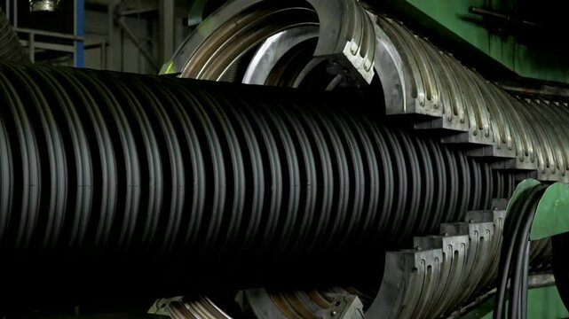 Black Corrugated Plastic Pipe Production Line in Factory