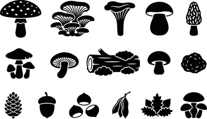 Forest floor elements silhouettes on a white background © Razaul Islam