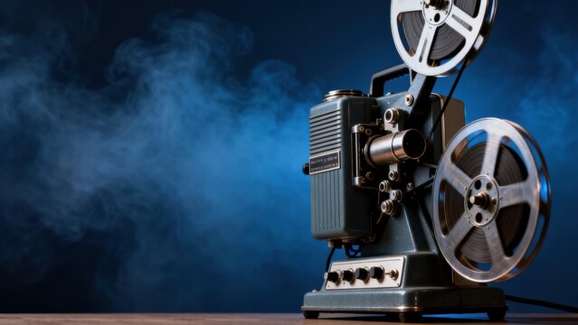 Vintage film projector with reels