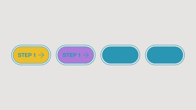 Flat design colorful step-by-step process buttons with arrow icons