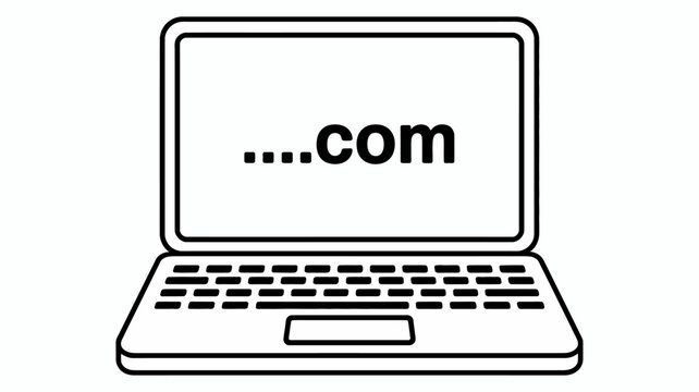 Laptop screen displaying dots and com domain extension