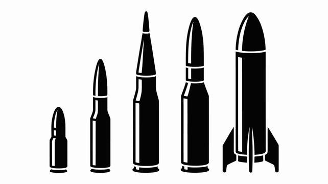 Size comparison illustration of missiles and rocket from small to large