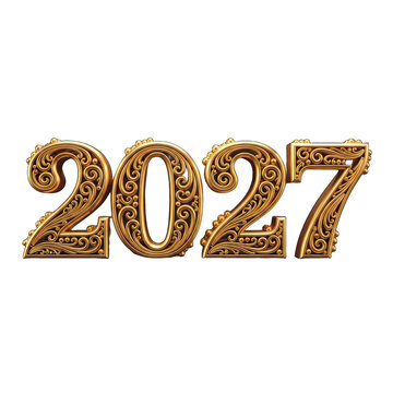 Ornate golden year 2027 text