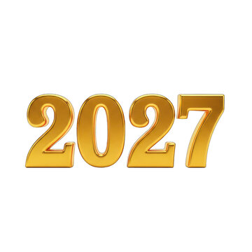 Shiny golden numbers, representing the year 2027