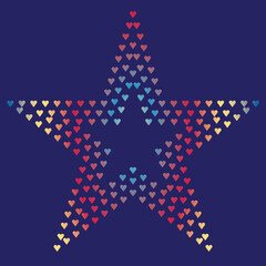 Fototapeta premium yellow red blue hearts ans stars