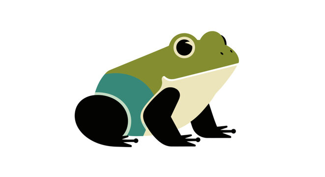 Cute Frog Flat Design Vector Illustration