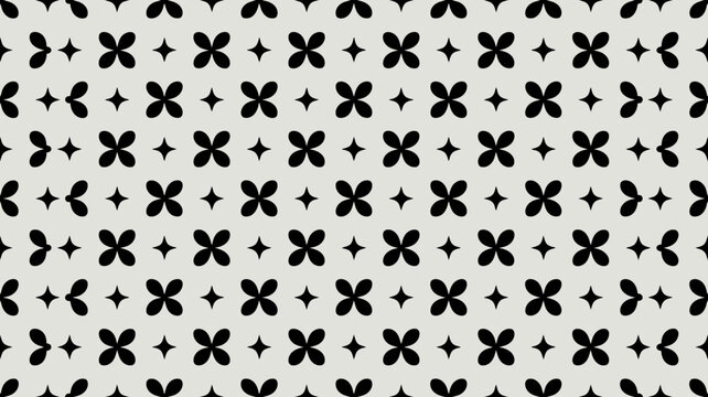 Black and white geometric star and cross pattern design