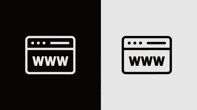 Minimal web browser icon with www symbol on contrasting background