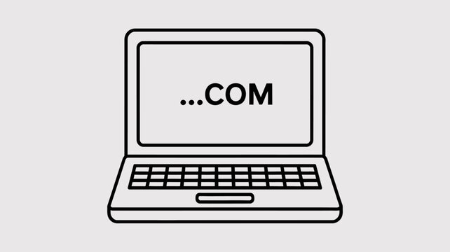 Minimalist laptop screen displaying ellipsis dot com domain placeholder