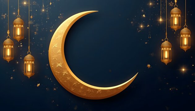 Eid ul adha qurbani mubarak crescent moon and lanterns