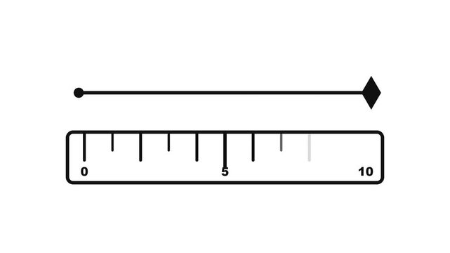 A graphic illustration depicts a ruler with measurements and a line extending to an arrow.