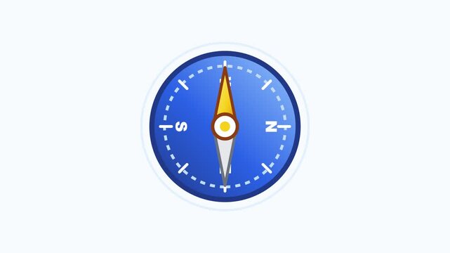 A navigation compass with a blue face and white markings shows direction on a device