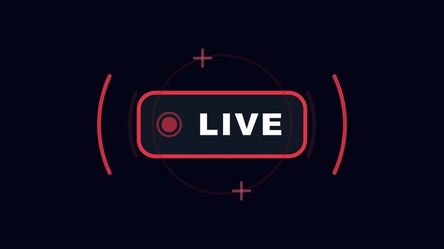 A live streaming indicator appears on a dark background with red accents and white text.