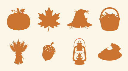 Fall season silhouettes collection for autumn harvest decoration and thanksgiving designs. © Tah