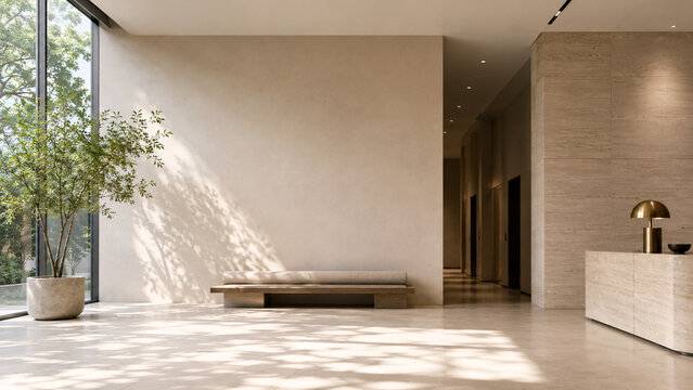 Nowoczesne minimalistyczne lobby apartamentowca