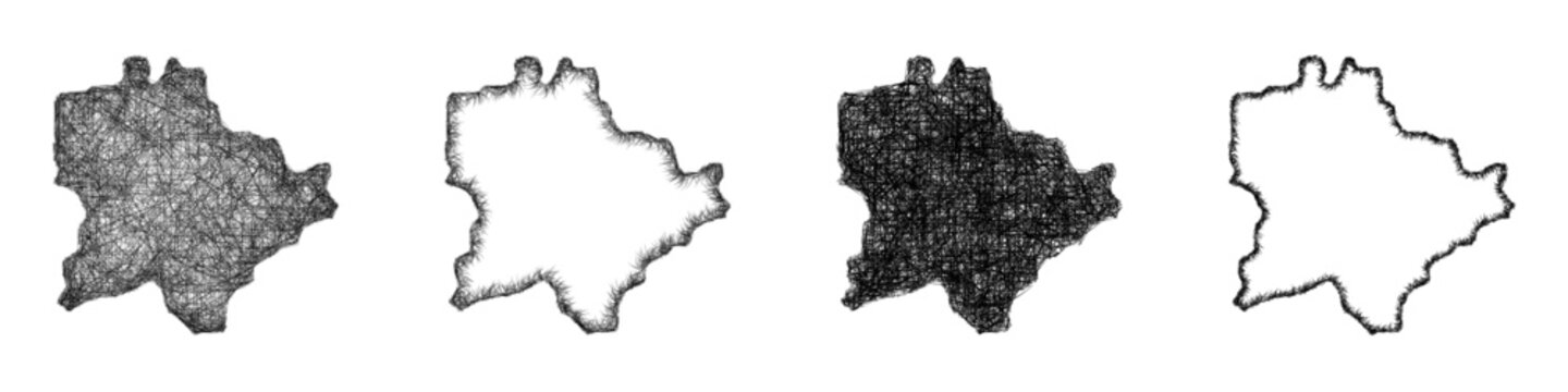 Sketch Budapest (Hungary) outline map design set