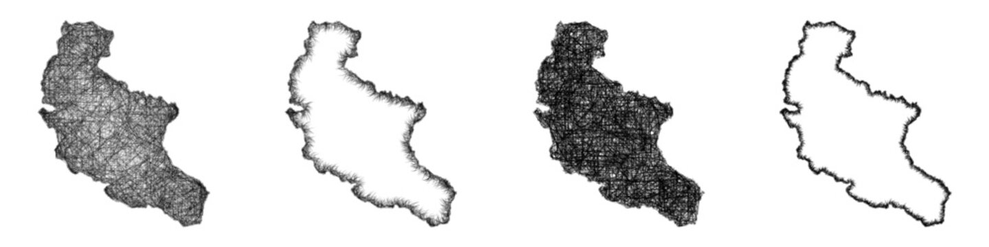 Sketch monochrome Kakheti (Georgia) outline map design set