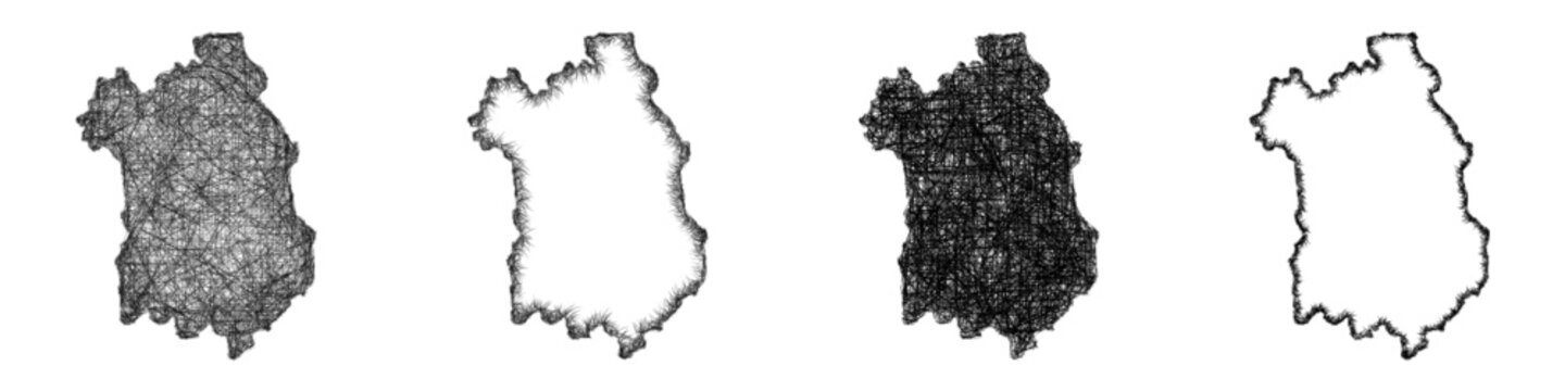 Sketch monochrome Fejer (Hungary) outline map design set