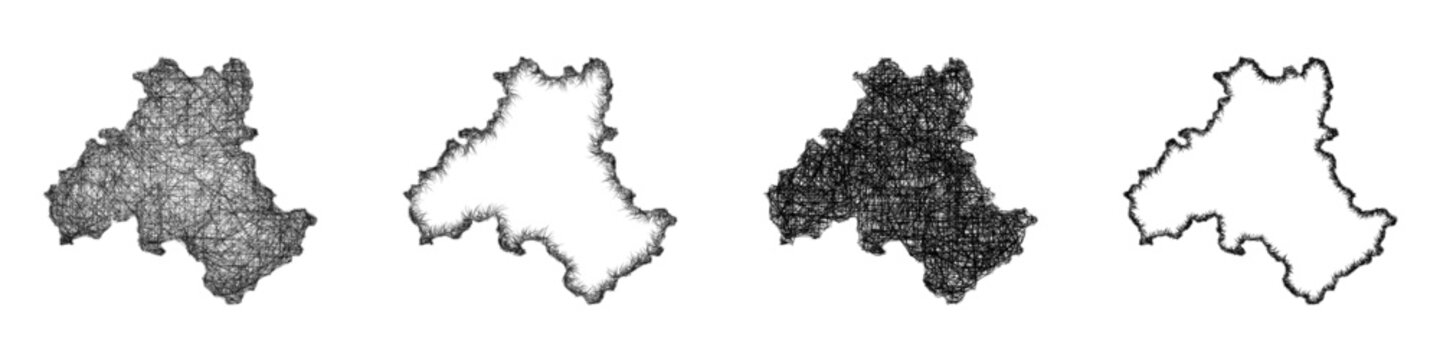 Sketch black and white Heves (Hungary) outline map design set