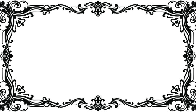 Classic decorative black border frame with elaborate scrollwork and elegant corner embellishments for a.