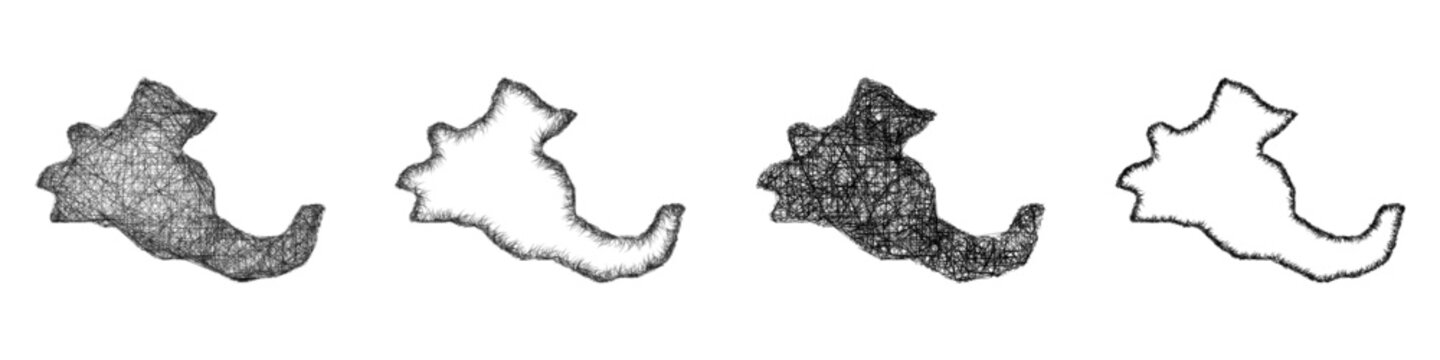 Sketch monochrome Tbilisi (Georgia) outline map design set