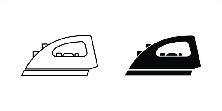 Black and white outline of two irons black iron white iron
