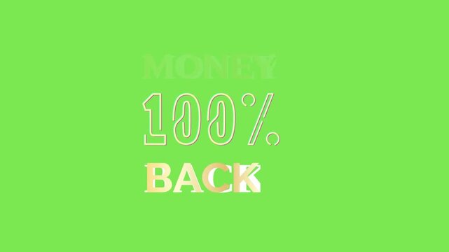 Money back guarantee label with one hundred percent refund badge on green background design