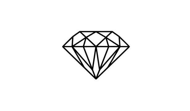 Simple diamond line logo black vector icon template