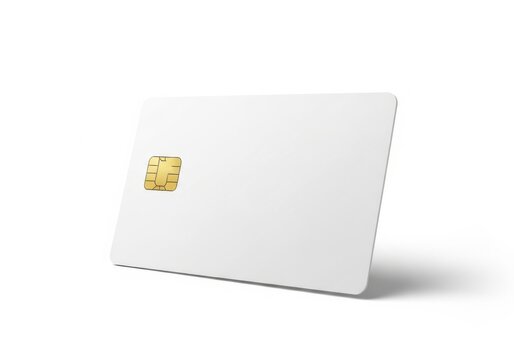 Blank white credit card with emv chip isolated on white background