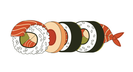 Assorted Sushi Rolls Vector Illustration © gacor20