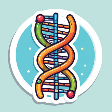 Colorful DNA double helix model structure.