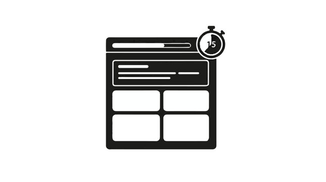 Webpage browser with stopwatch timer online productivity concept for business optimization and time management