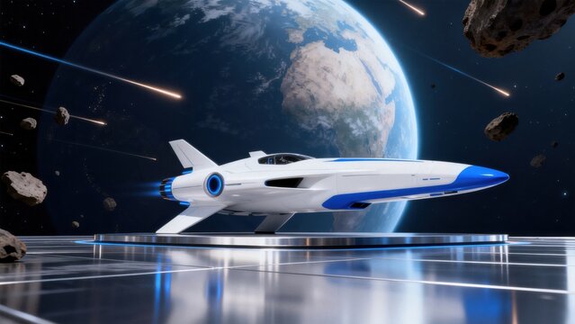 Futuristic spaceship in space