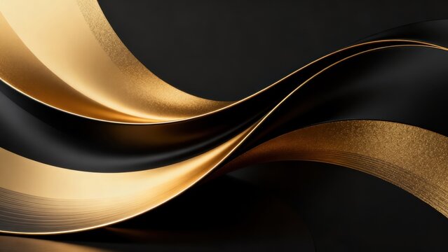 Abstract gold and black flowing lines