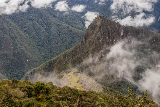 Aerial view of Machu Picchu ruins, Peru