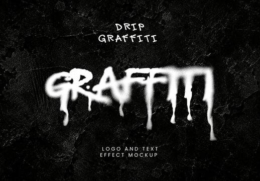 Drip Graffiti Logo And Text Effect Mockup