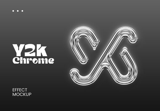 Y2k Chrome Effect Mockup