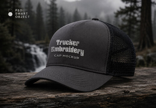 Trucker Embroidery Cap Mockup