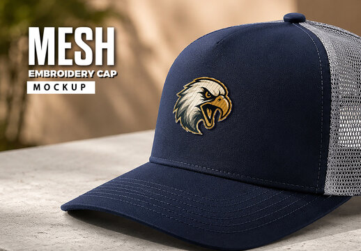 Mesh Embroidery Cap Mockup