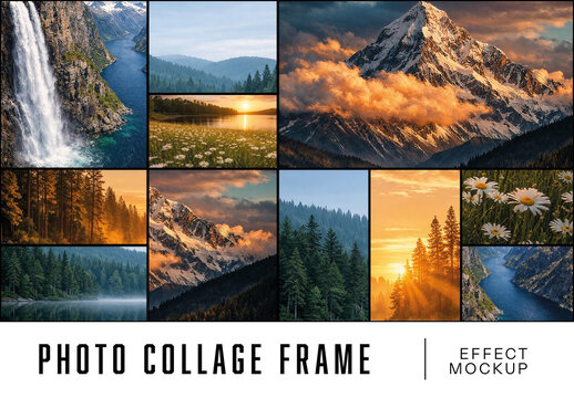 Photo Collage Frame Effect Mockup