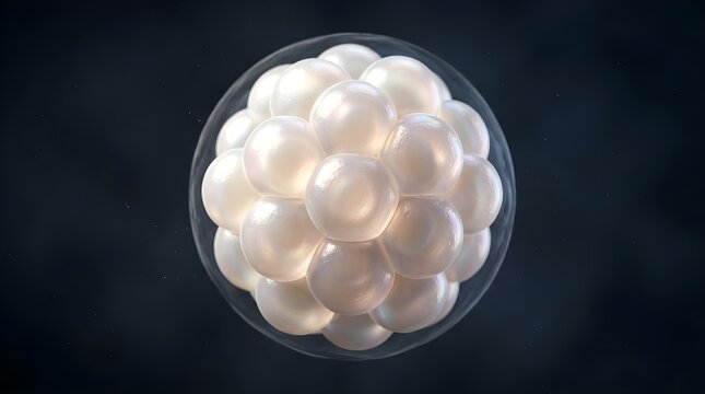 Morula stage embryo illustration with translucent outer layer
