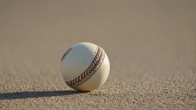 White cricket ball bouncing on ground in slow motion