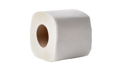 Fototapeta premium Isolated soft white toilet paper roll with textured surface and visible cardboard core