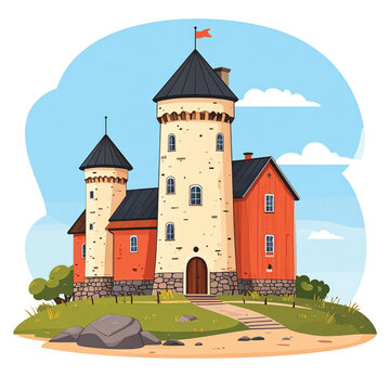 Medieval Castle Tower Architecture Building.
